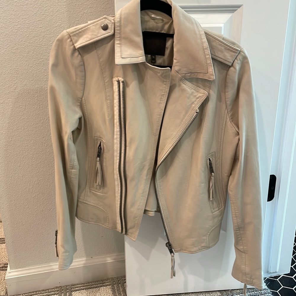 Joie Moto Leather Jacket in Cream